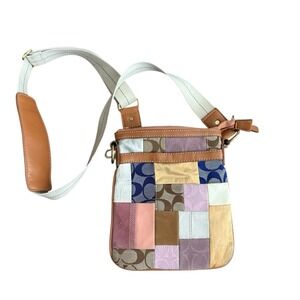 Coach Patchwork Crossbody Bag Multicolor Signature Canvas Leather